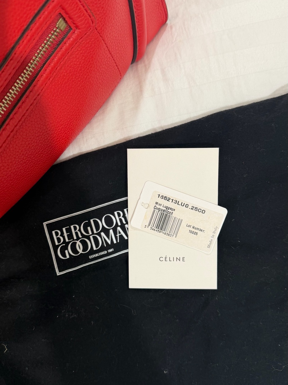 Celine Red Leather Mini Luggage Tote - Picture 10 of 16